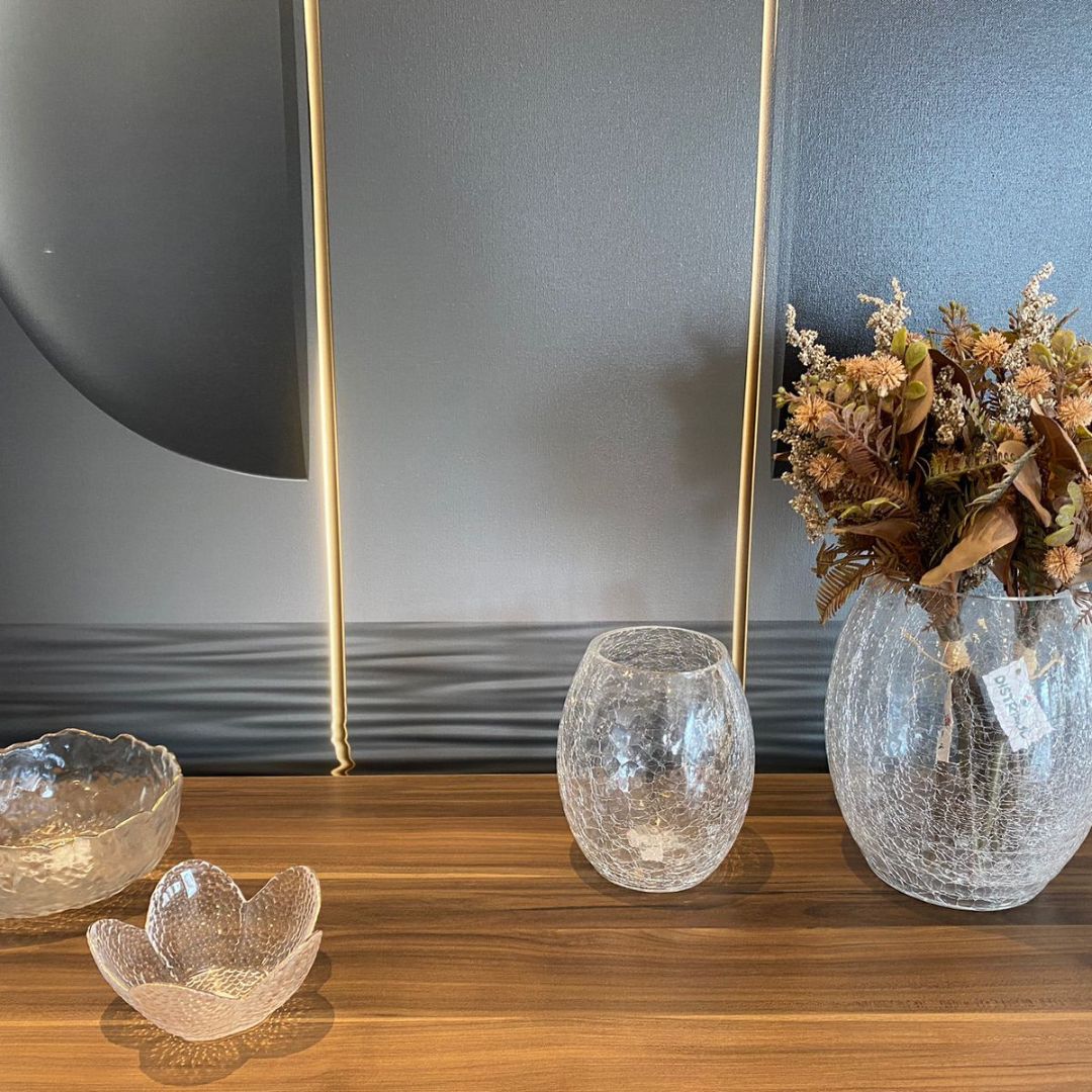 Kit Vaso de Vidro Craquelado Verona 5