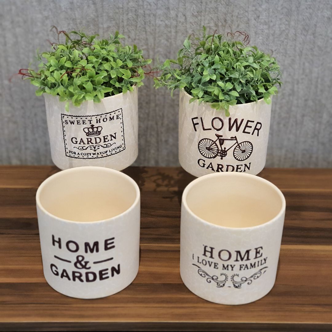 Vaso de Cerâmica Decorativo Cachepot Sem Planta Homeli [KIT 4 PEÇAS]
