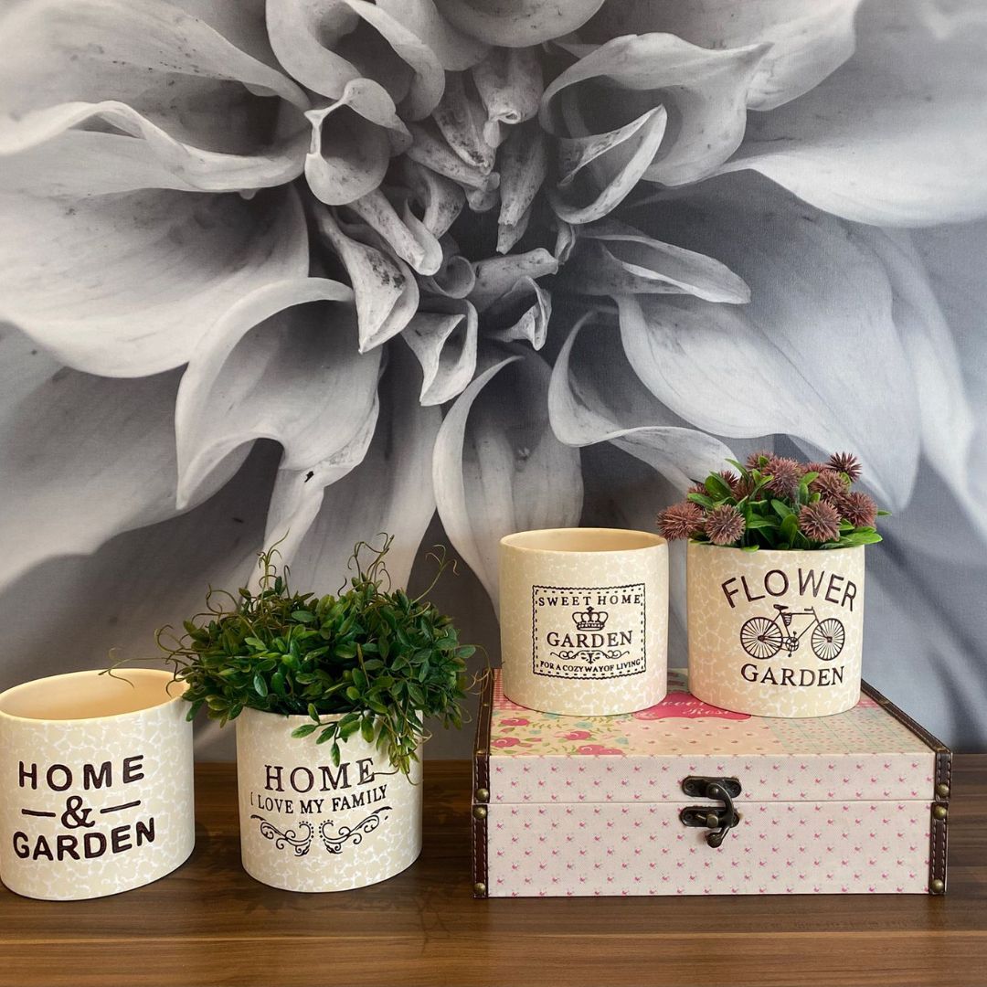 Vaso de Cerâmica Decorativo Cachepot Sem Planta Homeli [KIT 4 PEÇAS]