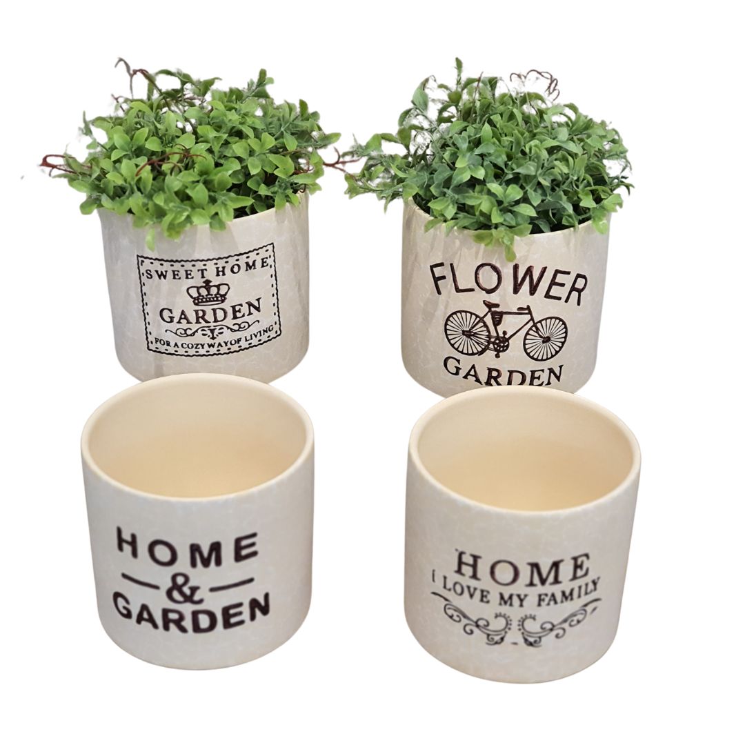 Vaso de Cerâmica Decorativo Cachepot Sem Planta Homeli [KIT 4 PEÇAS]