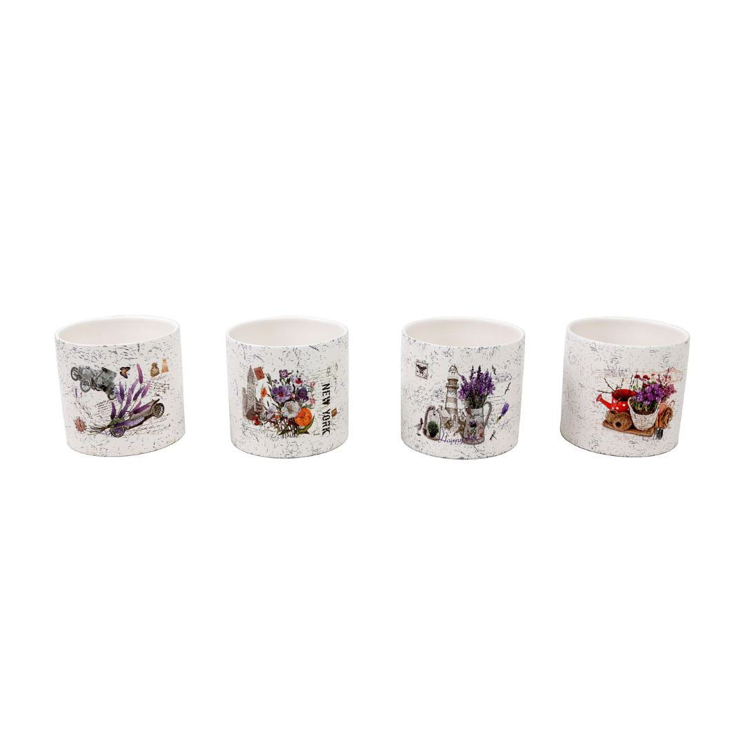 Vaso de Cerâmica Decorativo Cachepot Sem Planta Florinda [KIT 4 PEÇAS]