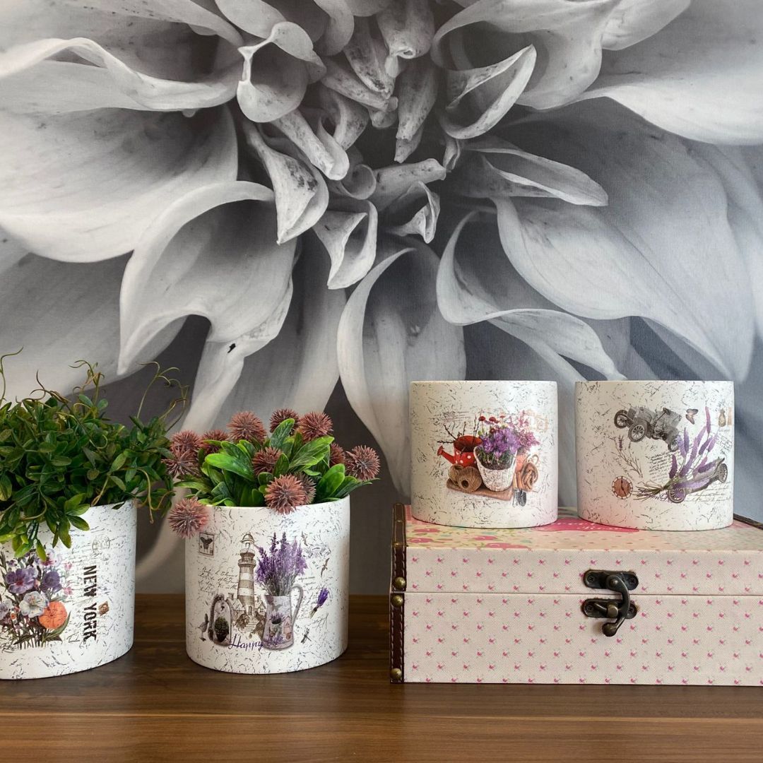 Vaso de Cerâmica Decorativo Cachepot Sem Planta Florinda [KIT 4 PEÇAS]