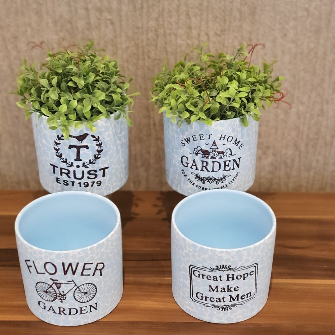 Vaso de Cerâmica Decorativo Cachepot Sem Planta Fruitz [KIT 4 PEÇAS]